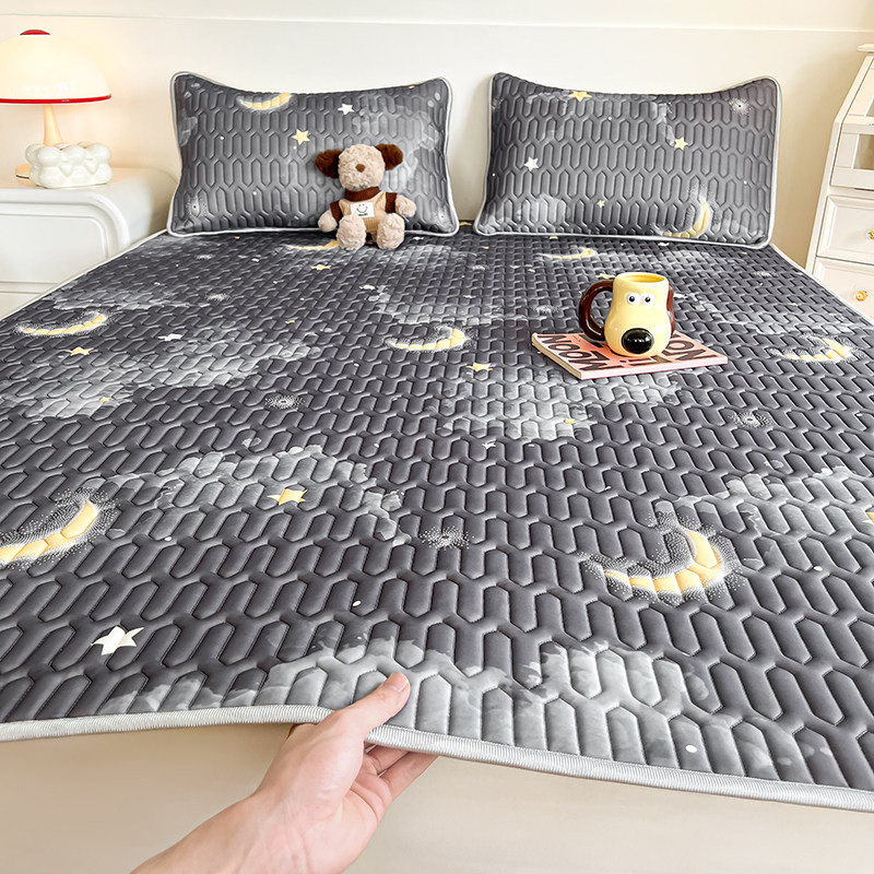 床垫凉席二合一夏季乳胶凉席床垫软垫薄款家用卧室冰丝席三件套床