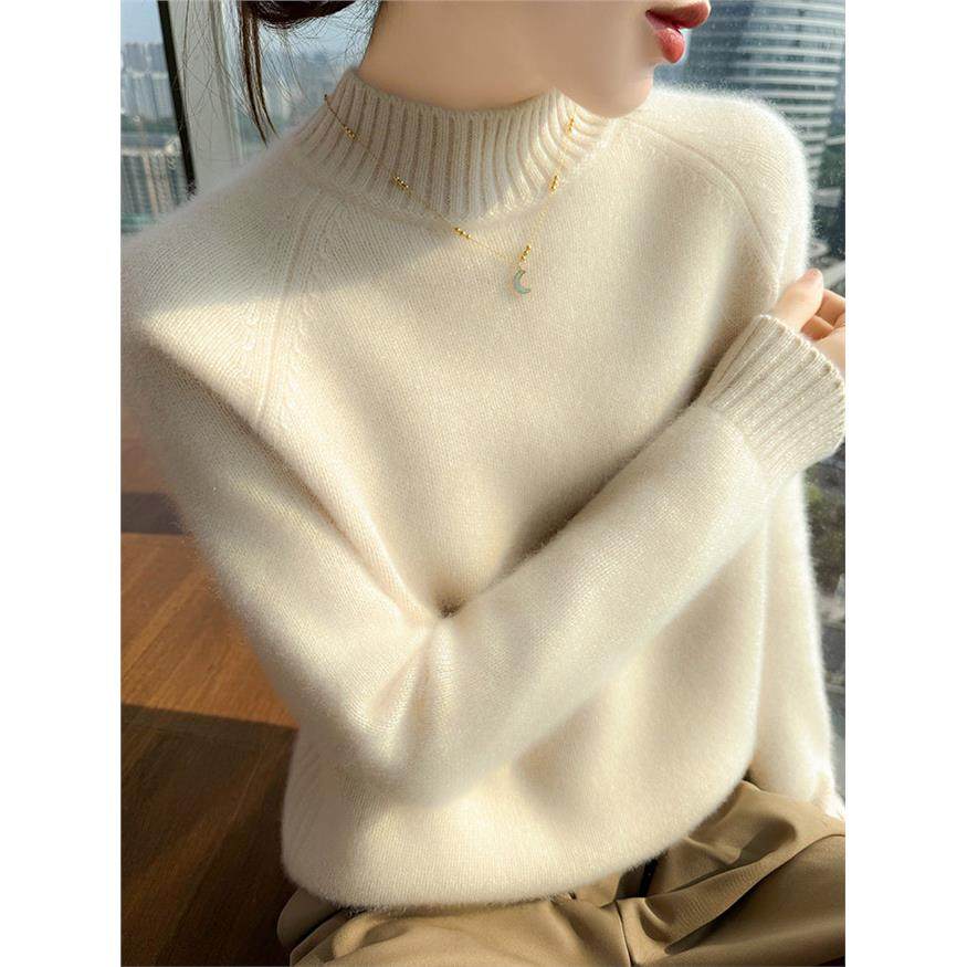 三股加厚半高领山羊绒衫女2025秋冬宽松加厚针织内搭保暖套头毛衣,女装/女士精品,羊绒衫,淘宝优惠券,粉丝福利购,淘宝优惠卷