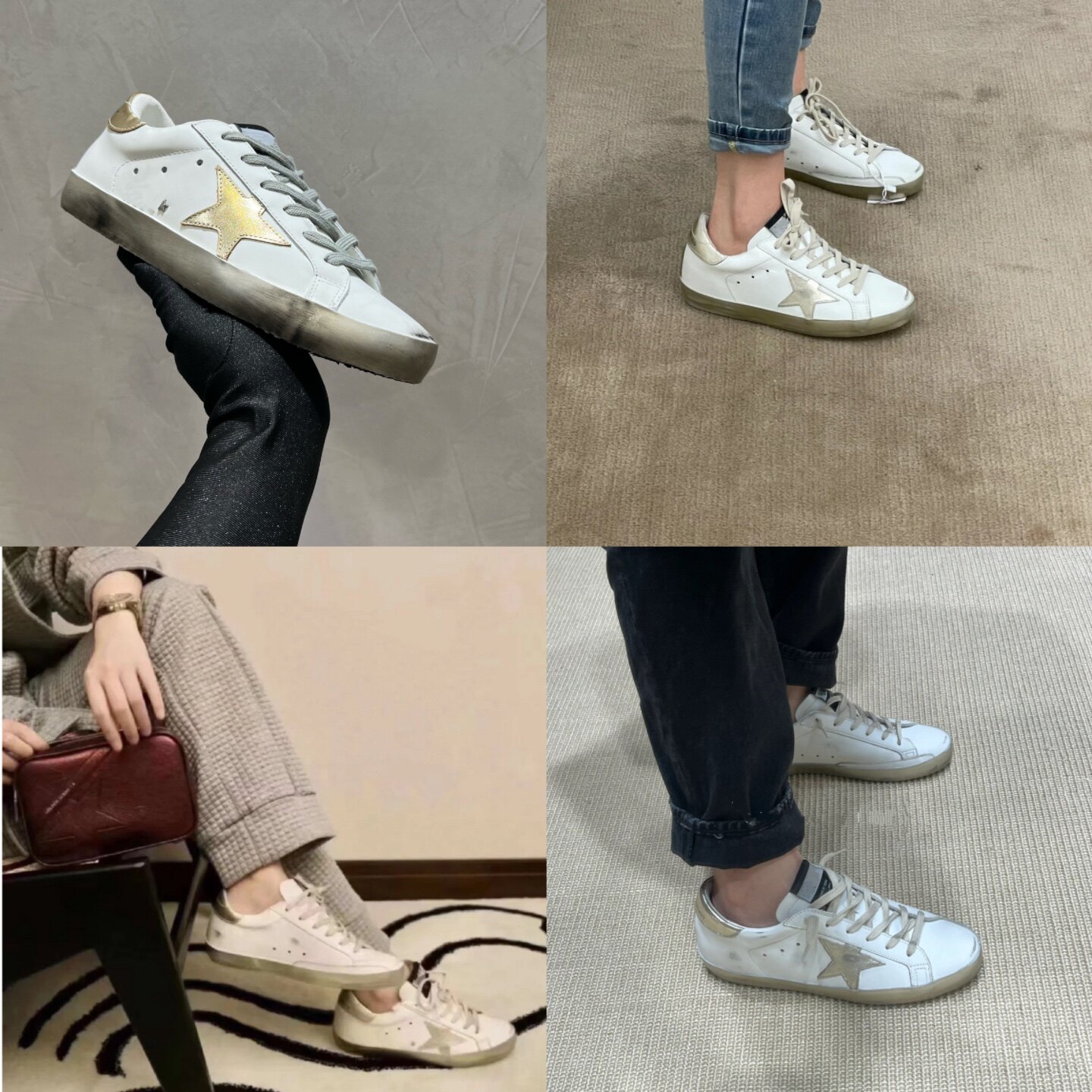 thumbnail for Size 36, 37, 38, 41 Gold Tail Gold Star Gb Leather Distressed and Worn-Out Style Casual Shoes with Hidden Height Increase for Women