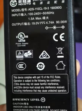 适用于欧陆通ADS-110CL-19-3笔记本电脑电源适配器19V4.74A充电器