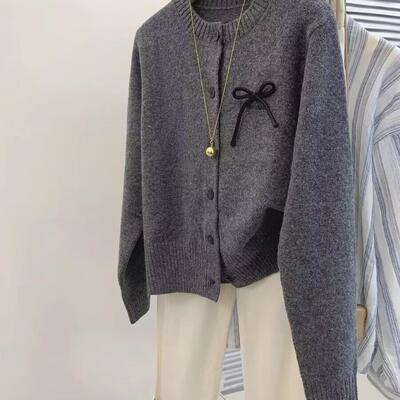 送运费险蝴蝶结针织毛衣开衫女春