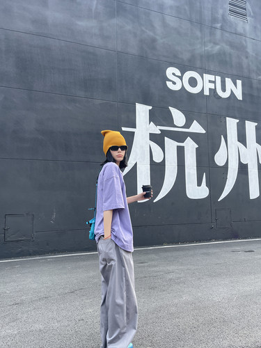 水泥灰个性简约慵懒工装裤