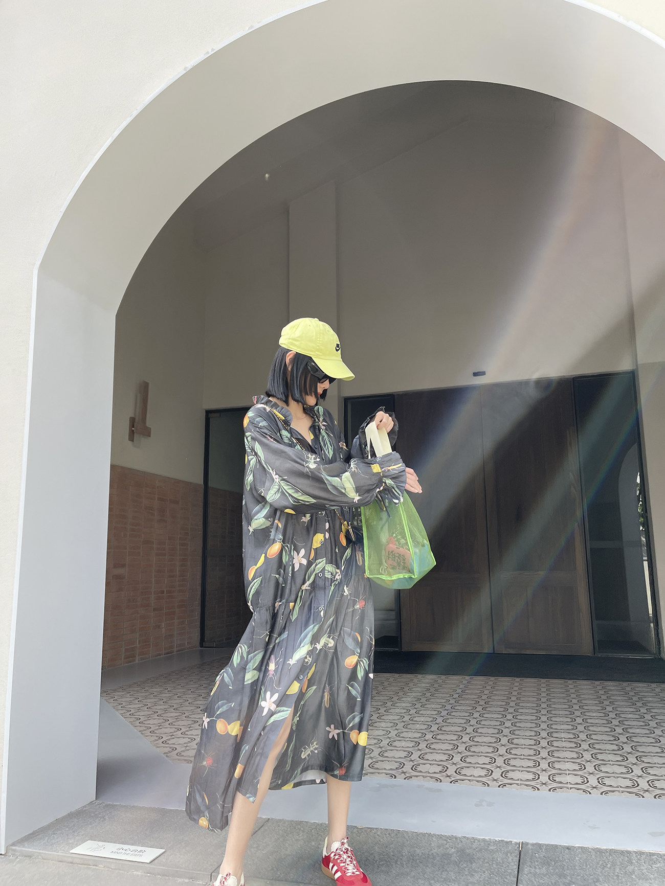 古祖祖 原创有趣图案印花天丝棉衬衫款小众连衣裙休闲懒感长裙女