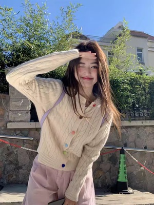 毛针织单排扣圆领开衫纽扣