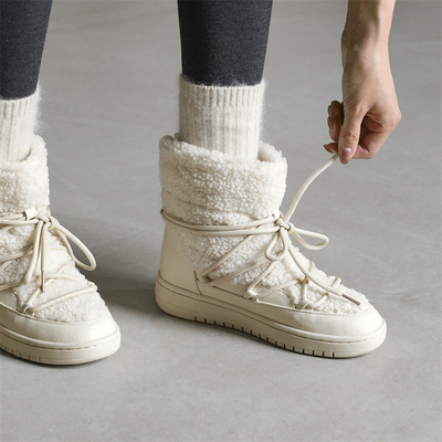 雪地靴冬季棉靴摇粒绒平底