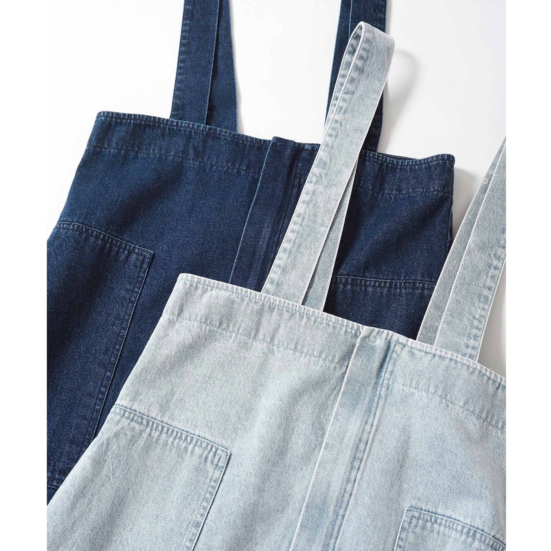 CRI甜美百搭高腰线牛仔背带裙肩带可拆卸日系女装