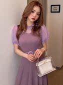 性感短袖 GR日系女装 薄纱公主袖 连衣裙针织短裙仙女裙