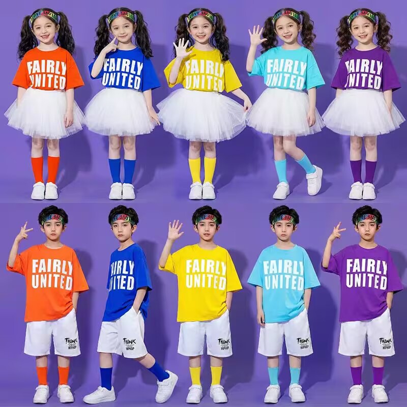 六一儿童啦啦队糖果色演出服