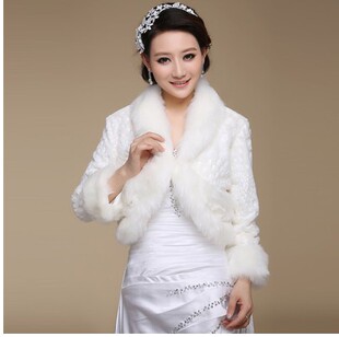 新娘婚纱毛披肩秋冬长袖保暖结婚晚礼服小外套冬季伴娘毛披肩