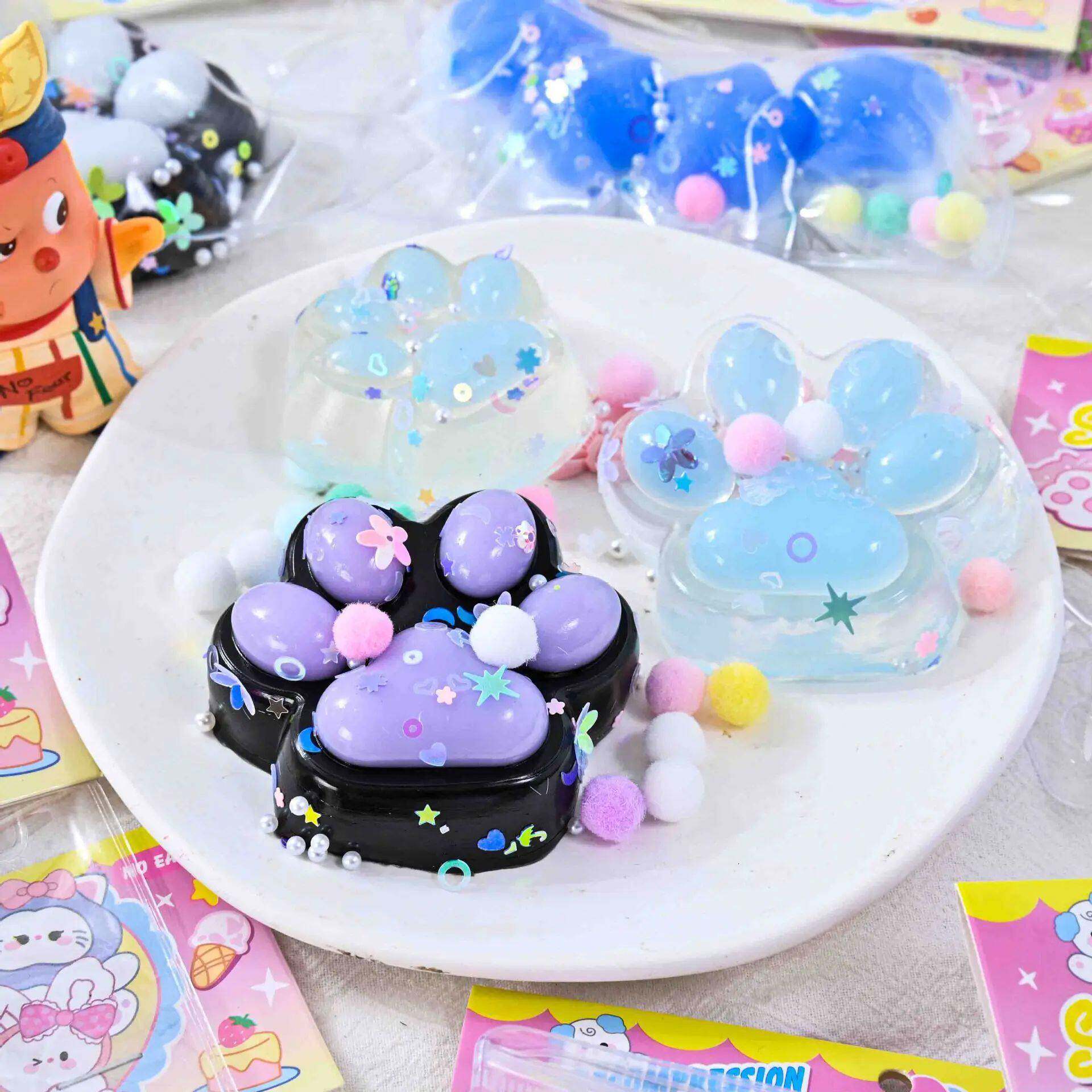 Cat Paw Mochi Taba Squishy Fidget Toy Cute Plush Cat Paw Sil