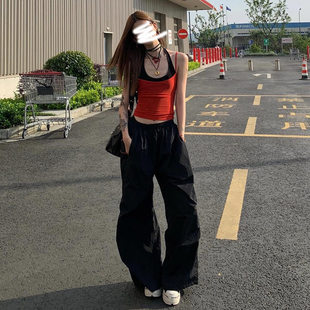 set camisole with navel吊带背心两件套女 Two exposed piece