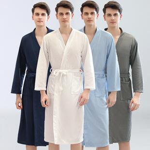Waffle Japanese kimono bathrobe men's thin bathrobe parents