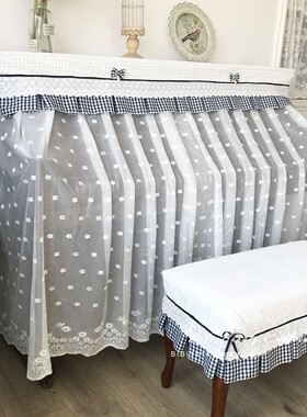 马小萌原创精致文艺范棉质镂空蓝格子防尘养眼钢琴罩半罩全罩定制