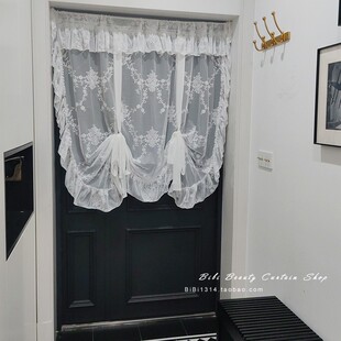 饰帘遮挡小窗帘 宫殿复古窗纱提拉升降帘罗马帘装 新品 亮闪闪纱法式