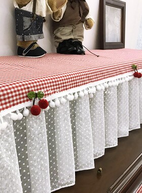 马小萌红蓝格子钢琴罩田园风布艺钢琴板罩凳子罩成品可定制钢琴套