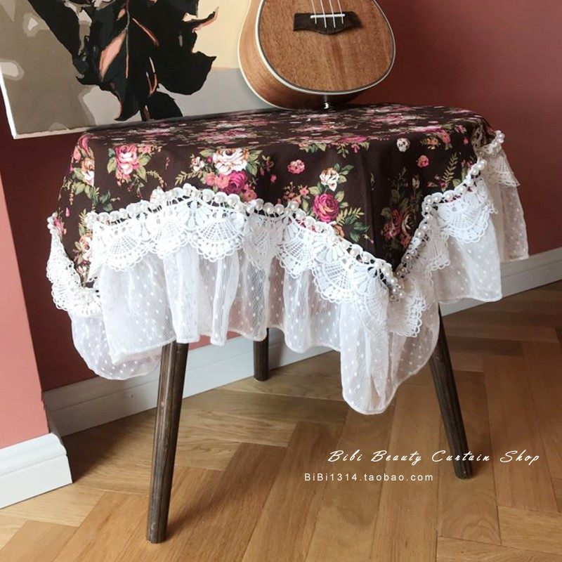 棉麻美式乡村玫瑰花桌布茶几布多功能防尘盖巾可定制,居家布艺,桌布,淘宝优惠券,粉丝福利购,淘宝优惠卷