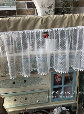 美式复古奶咖色小半帘厨房小窗帘装饰门帘布艺柜子帘可定制