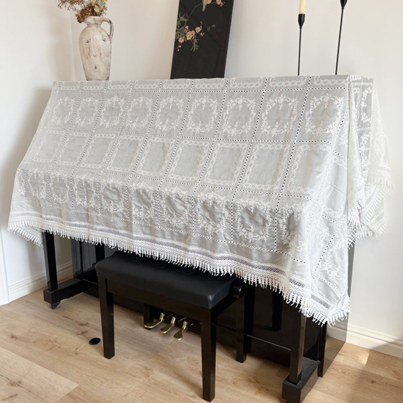 马小萌新品法式高端丝缎方形绣花防尘高奢钢琴盖巾