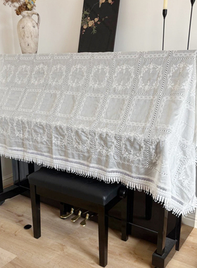 马小萌新品法式高端丝缎方形绣花防尘高奢钢琴盖巾