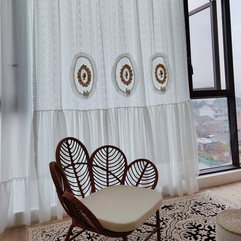 法式蕾丝网纱公主风透光窗帘窗纱双层可定制客厅卧室窗帘