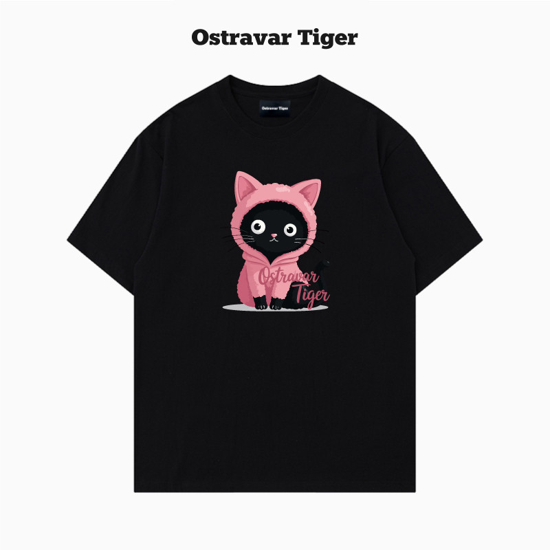 Ostravar Tige潮牌ins复古印花美式男女款情侣装U型宽松短袖上衣 - 实物图
