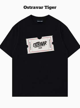 Ostravar Tige潮牌ins美式复古印花男女款情侣装纯棉宽松短袖t恤