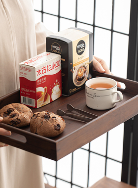 创意竹制托盘长方形家用商用酒店点心零食托盘中式复古下午茶点盘