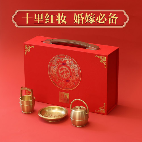 功德坊铜祝福中式婚庆黄铜摆件美