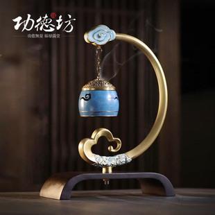 功德坊 中式悬挂吊式炉家用室内彷古音乐檀香盘香炉创意商务摆件