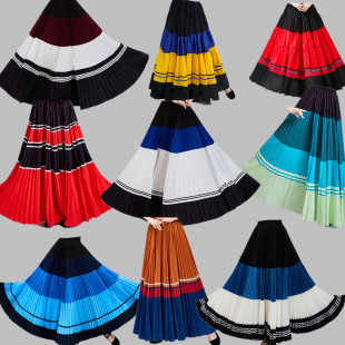 新彝族大摆裙舞蹈哈尼宝贝练习裙火把节成人少数民族演出服半身裙