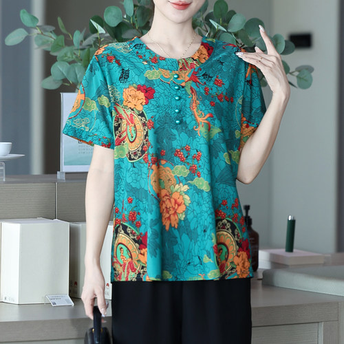 中老年女装冰丝宽松蝙蝠袖