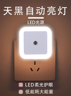 小夜灯led光控感应插电节能床头灯卧室迷你创意喂奶婴儿护眼壁灯