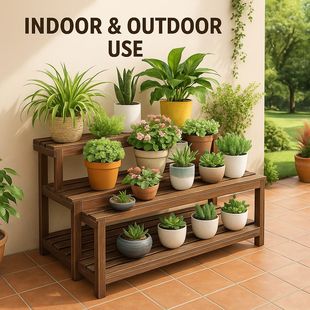 实木花架子室内家用多肉花架窗台上单层防腐盆栽置物架绿萝花卉架