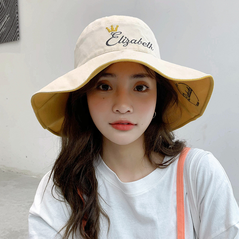 韩版渔夫帽时尚防晒遮阳帽子百搭防紫外线女大沿大帽檐遮脸太阳帽