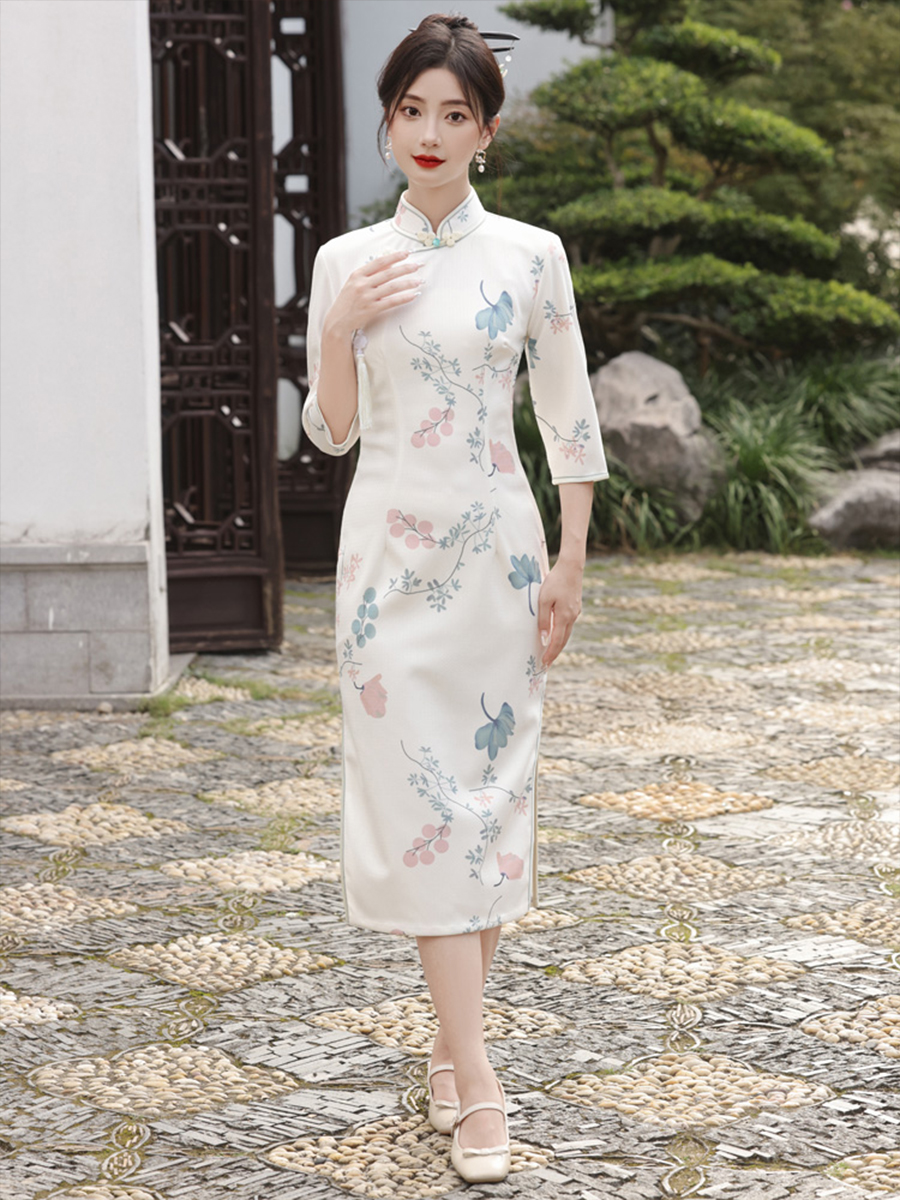 旗袍年轻款新中式国风少女2025年春秋中长款日常优雅改良礼服祺袍