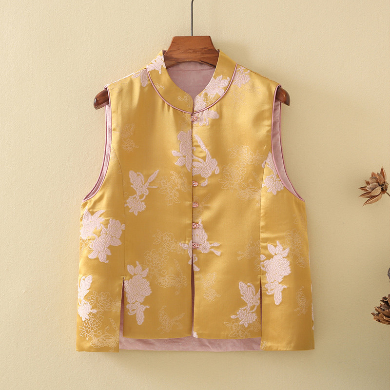 春秋马夹双面穿复古新中式国风中年日常妈妈旗袍外搭无袖坎肩马甲