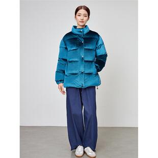 加厚白鸭绒羽绒服女2025冬季新款真丝丝绒小众高端短款面包服外套