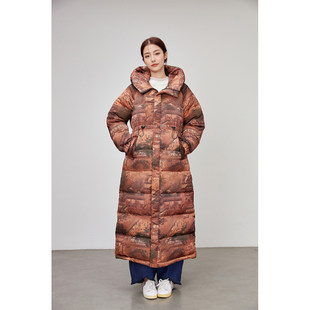 2025新款高端新中式金色长款大帽子收腰显瘦超厚白鸭绒羽绒服女