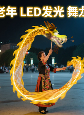 广场舞健身发光甩龙舞龙彩带成人初学中老年龙头舞龙全套表演道具