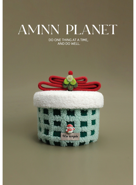 AMNN 原创绿格圣诞雪人编织收纳筐可爱玄关桌面零食杂物储物盒