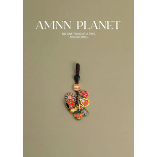 AMNN 新中式财神汽车钥匙扣挂件2025新款一家三口吞金兽古法挂饰