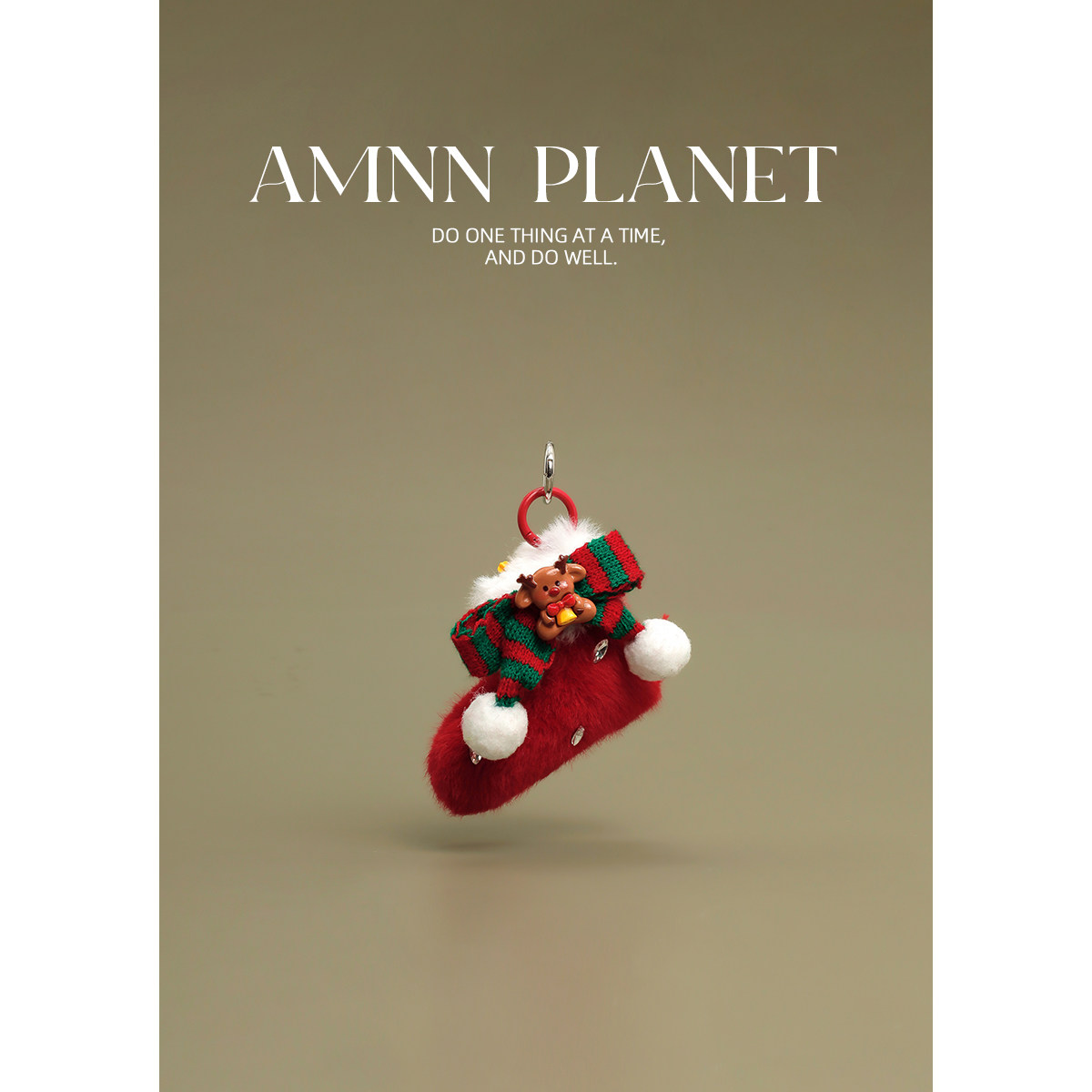 AMNN可爱毛绒圣诞袜钻链挂件