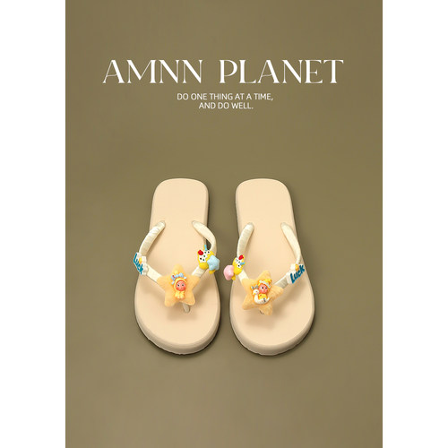 AMNN 可爱卡通星星人平底人字拖女2026新款夏季夹脚海边外滩凉拖