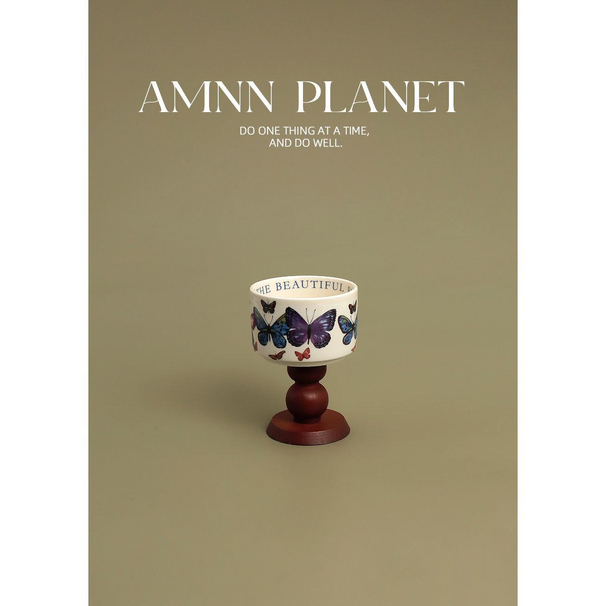 AMNN 复古蝴蝶花高颜值高脚杯2025新款创意甜品杯ins家用蜡烛烛台