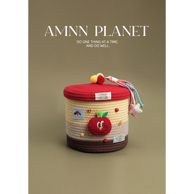 AMNN 可爱红色苹果棉绳收纳筐创意小众大容量防尘带盖杂物整理桶