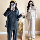 宽松连帽卫衣裤 潮妈网红孕妇装 子春秋外穿运动两件套 套装 孕妇秋装