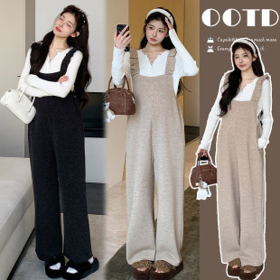 休闲潮妈宽松吊带连体孕期裤 孕妇背带裤 2025时尚 春秋款 子秋冬 套装