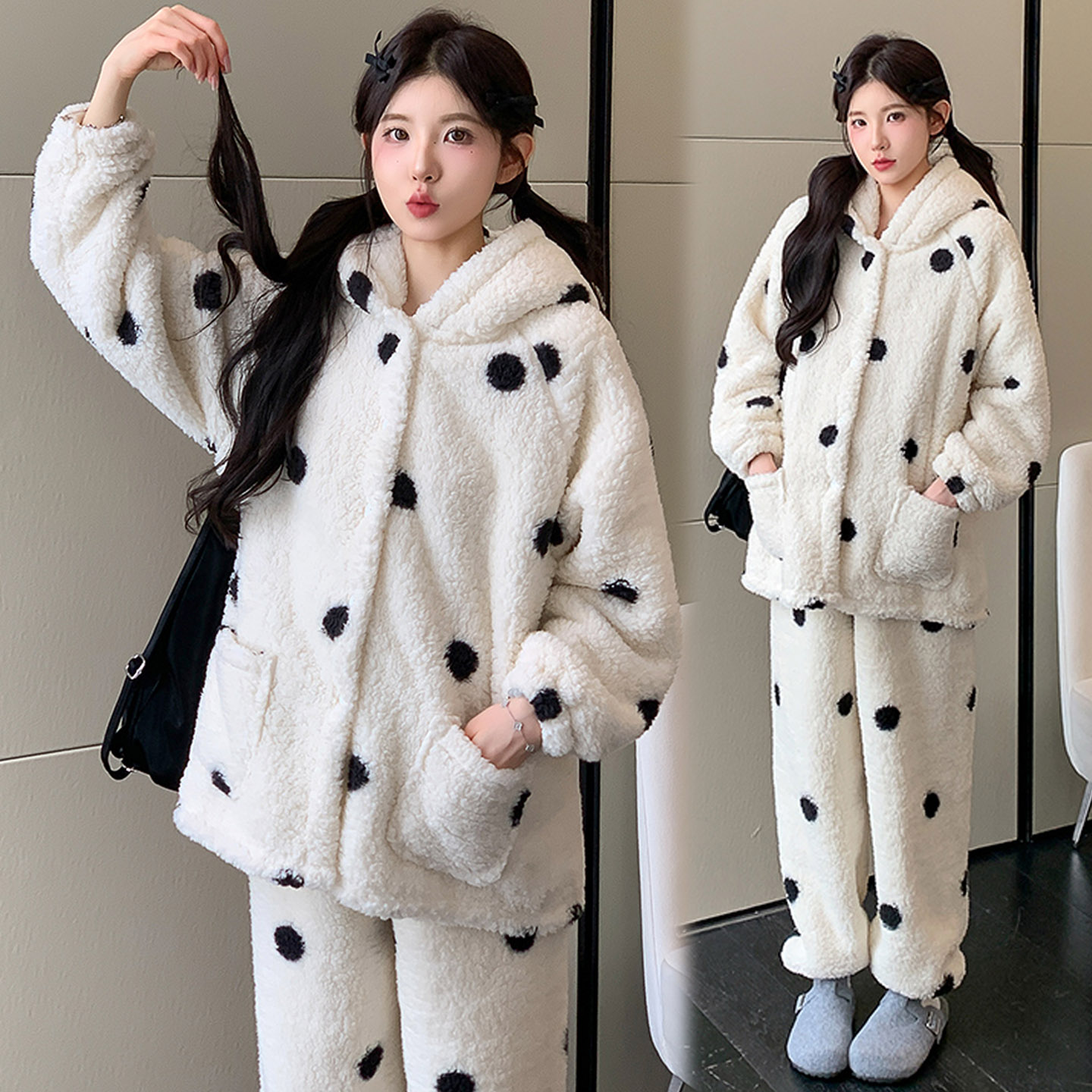 孕妇装秋冬加厚珊瑚绒家居服套装