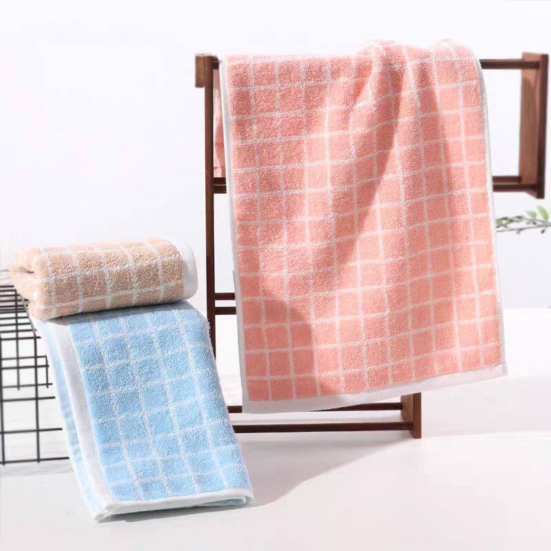 洁玉新品纯棉A类格子长方形小毛巾全棉素色柔软吸水童巾洗脸面巾