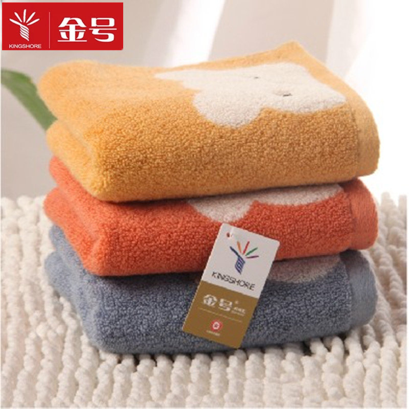 金号毛巾纯棉家用无捻柔软中巾超柔强吸水卡通小熊擦脸面巾简约